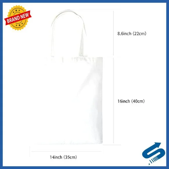 Blank Canvas Tote Bags Bulk Sublimation DIY Crafting Reusable Polyester Grocery - Picture 4 of 7